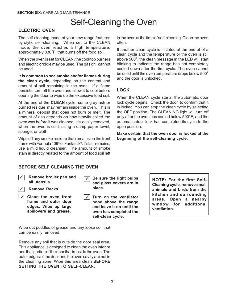 Self-cleaning the oven | Thermador Pro-Harmony DP36 User Manual | Page 33 / 128