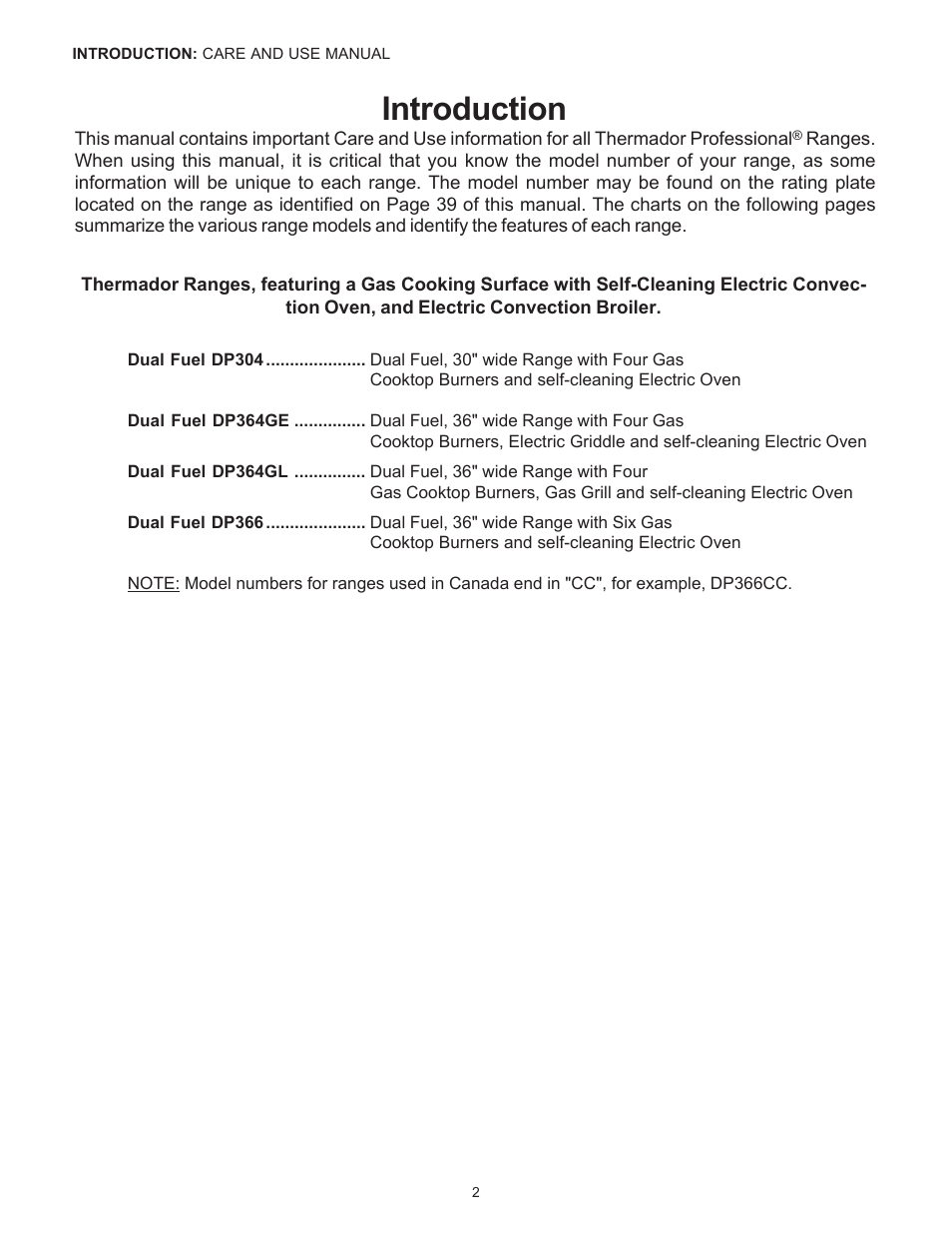 Introduction | Thermador Pro-Harmony DP36 User Manual | Page 4 / 128