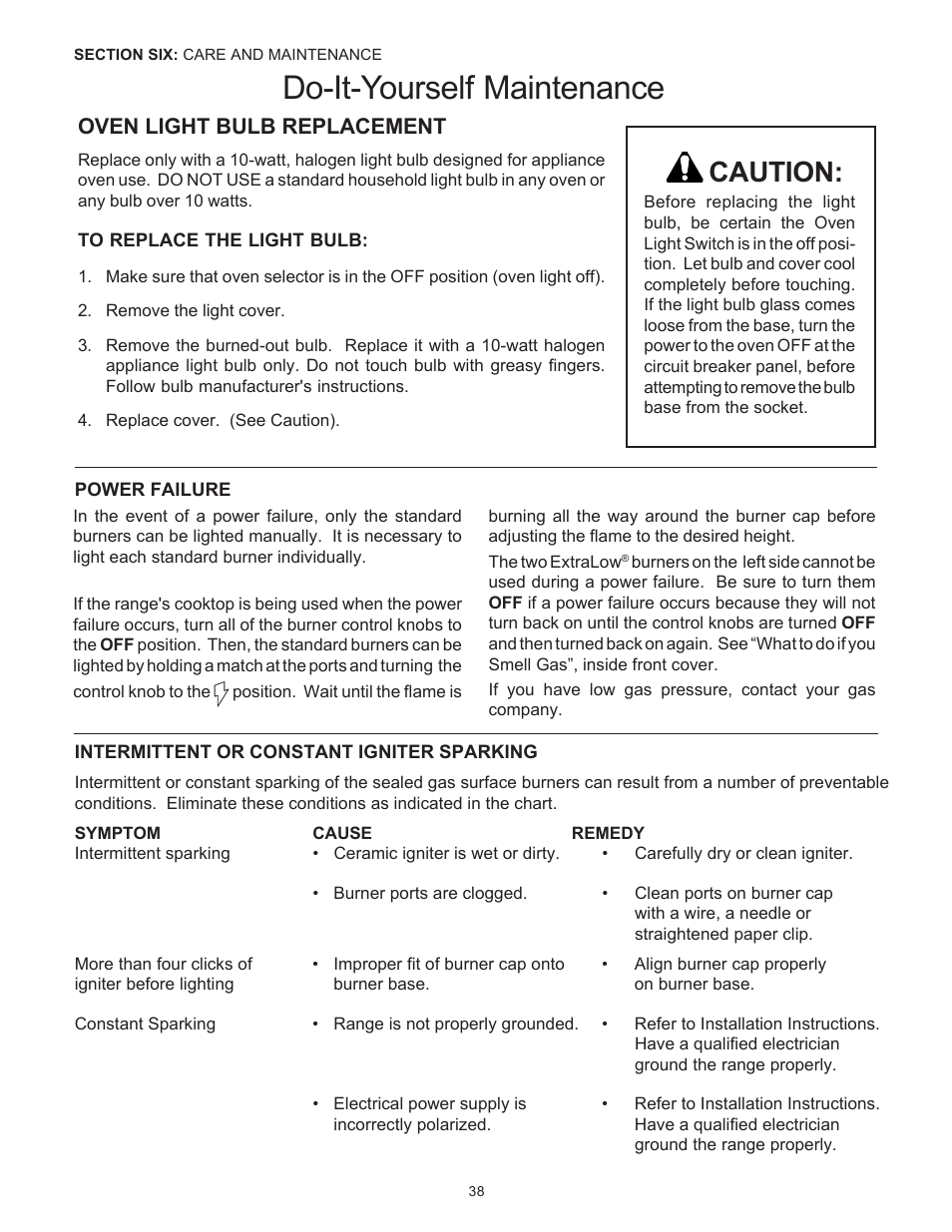 Do-it-yourself maintenance, Caution | Thermador Pro-Harmony DP36 User Manual | Page 40 / 128