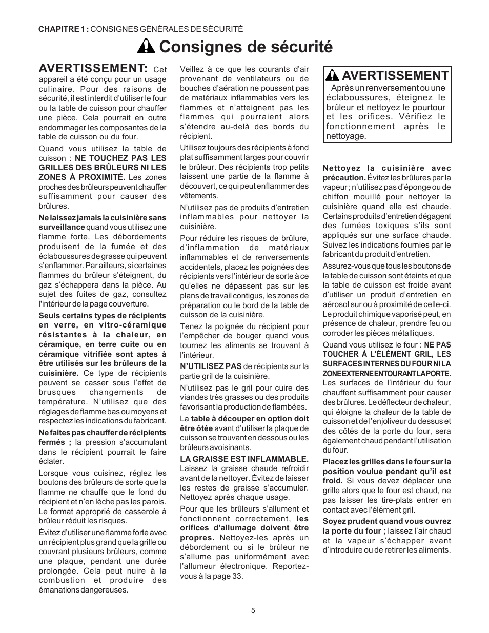 Consignes de sécurité, Avertissement | Thermador Pro-Harmony DP36 User Manual | Page 49 / 128