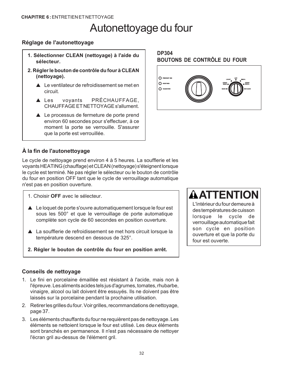 Attention autonettoyage du four | Thermador Pro-Harmony DP36 User Manual | Page 76 / 128