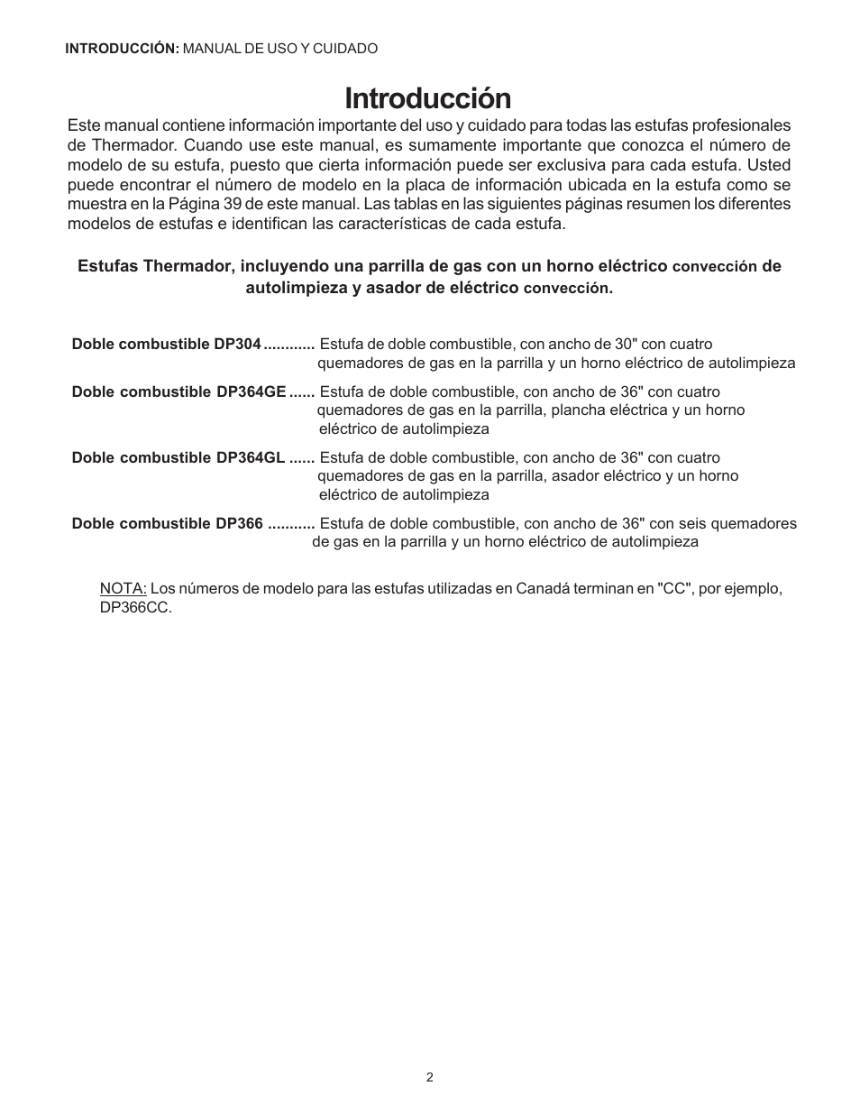 Introducción | Thermador Pro-Harmony DP36 User Manual | Page 88 / 128