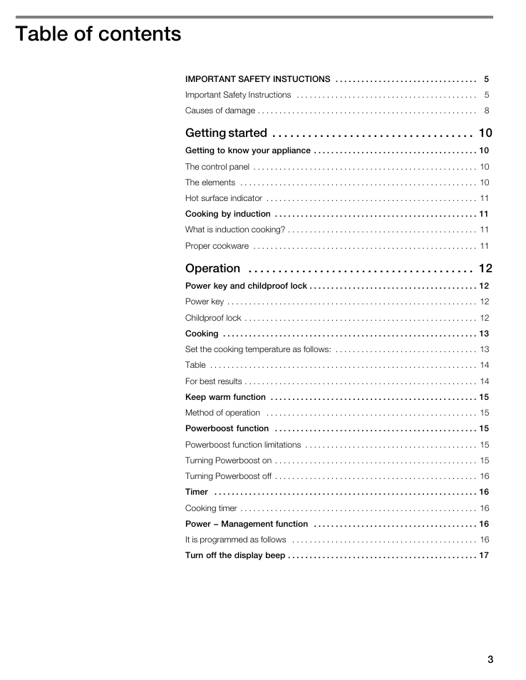 Thermador CIT304E User Manual | Page 3 / 74