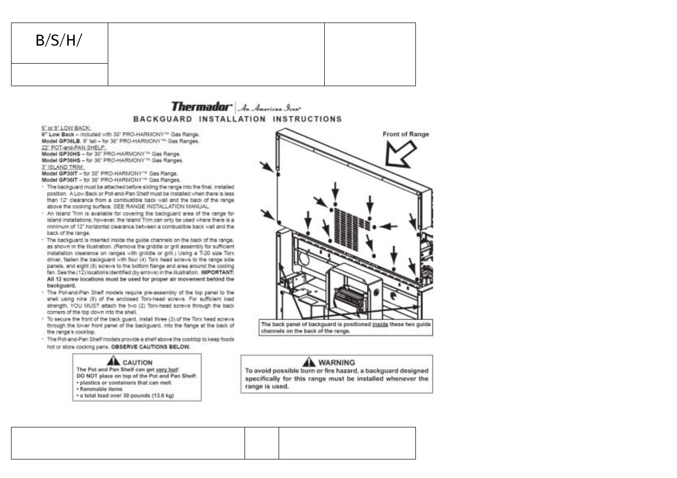 Thermador Pro P24 User Manual | 4 pages