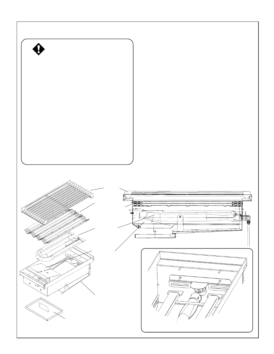 Disassembly/assembly of the grill, Caution, Exploded views and side view of grill | Thermador PDR36 User Manual | Page 22 / 48