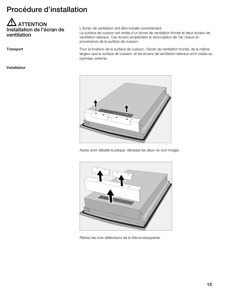 Procédure d'installation | Thermador CIT151DS User Manual | Page 14 / 26