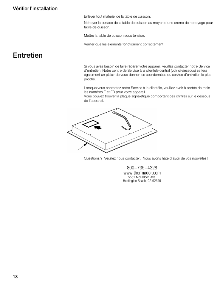 Entretien | Thermador CIT151DS User Manual | Page 17 / 26