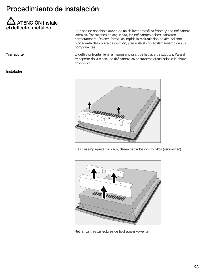 Procedimiento de instalación | Thermador CIT151DS User Manual | Page 22 / 26