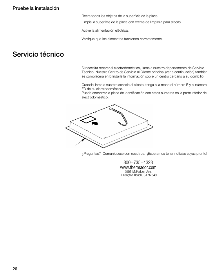 Servicio técnico | Thermador CIT151DS User Manual | Page 25 / 26