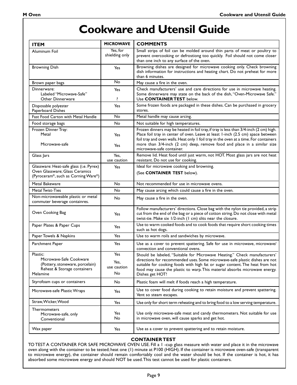 Cookware and utensil guide | Thermador MT27 User Manual | Page 11 / 24