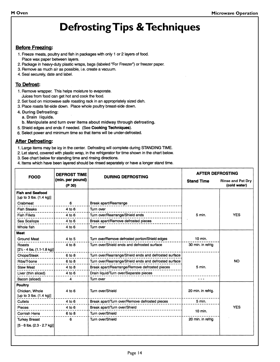 Defrosting tips & techniques | Thermador MT27 User Manual | Page 16 / 24