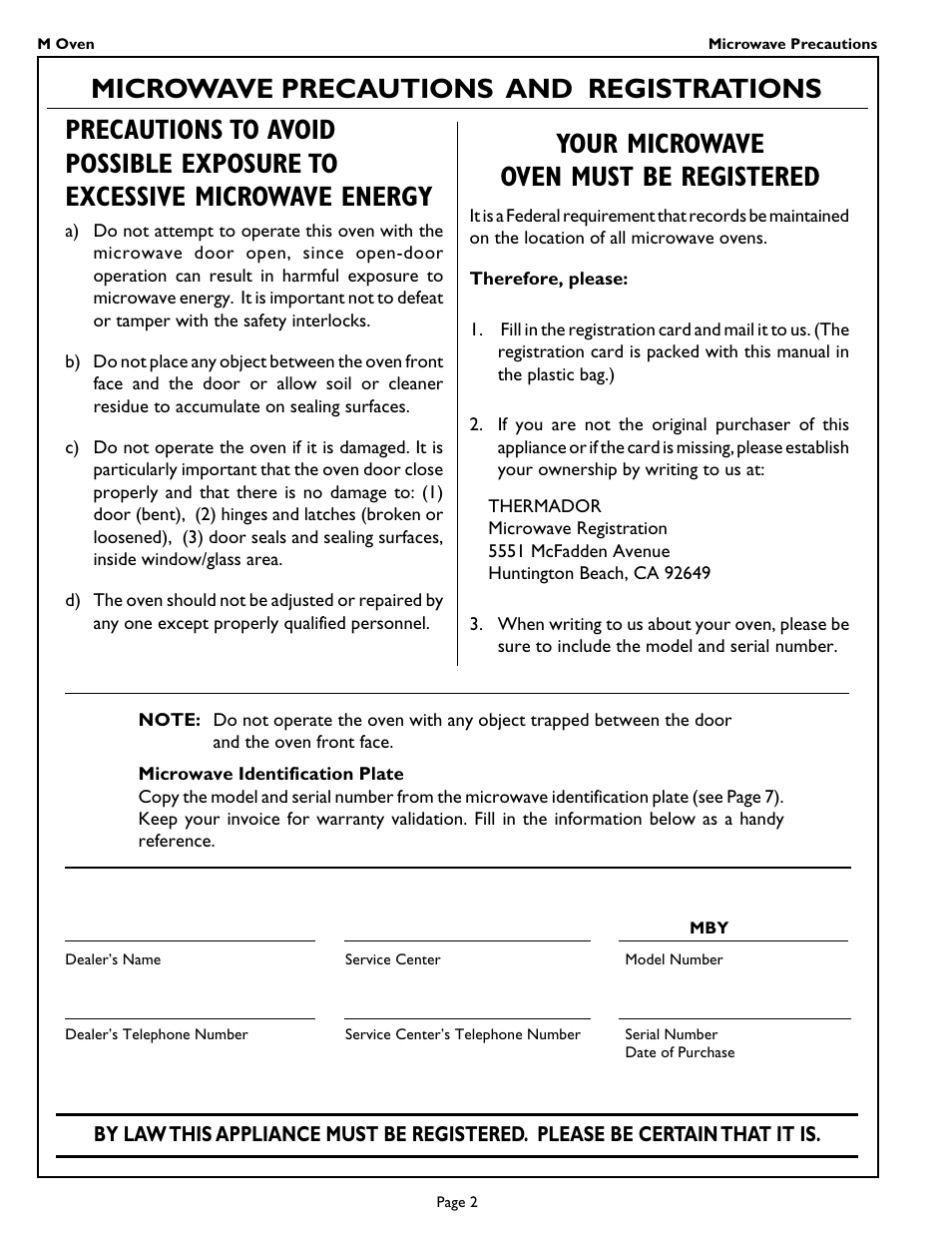 Thermador MT27 User Manual | Page 4 / 24