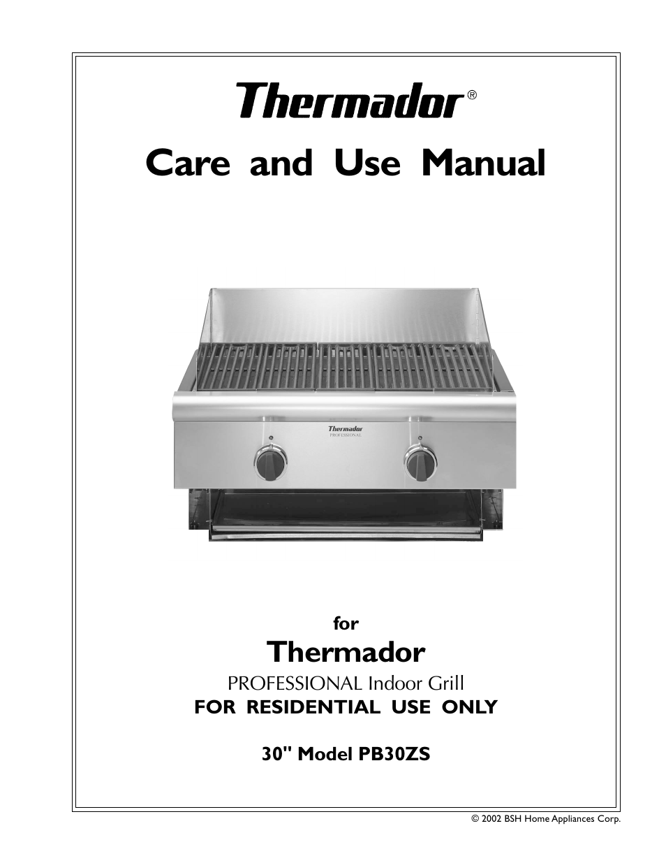 Thermador PB30ZS User Manual | 16 pages