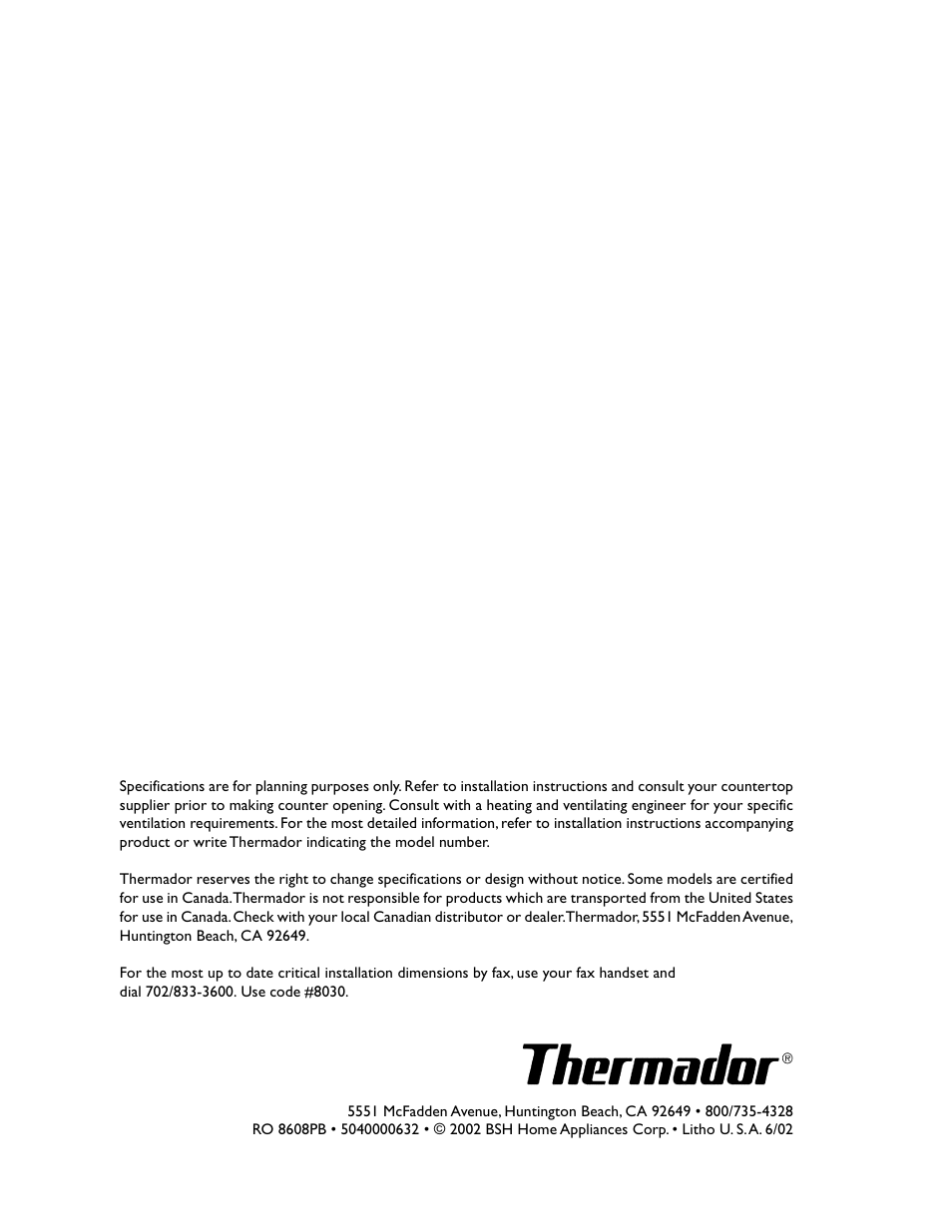 Thermador PB30ZS User Manual | Page 16 / 16