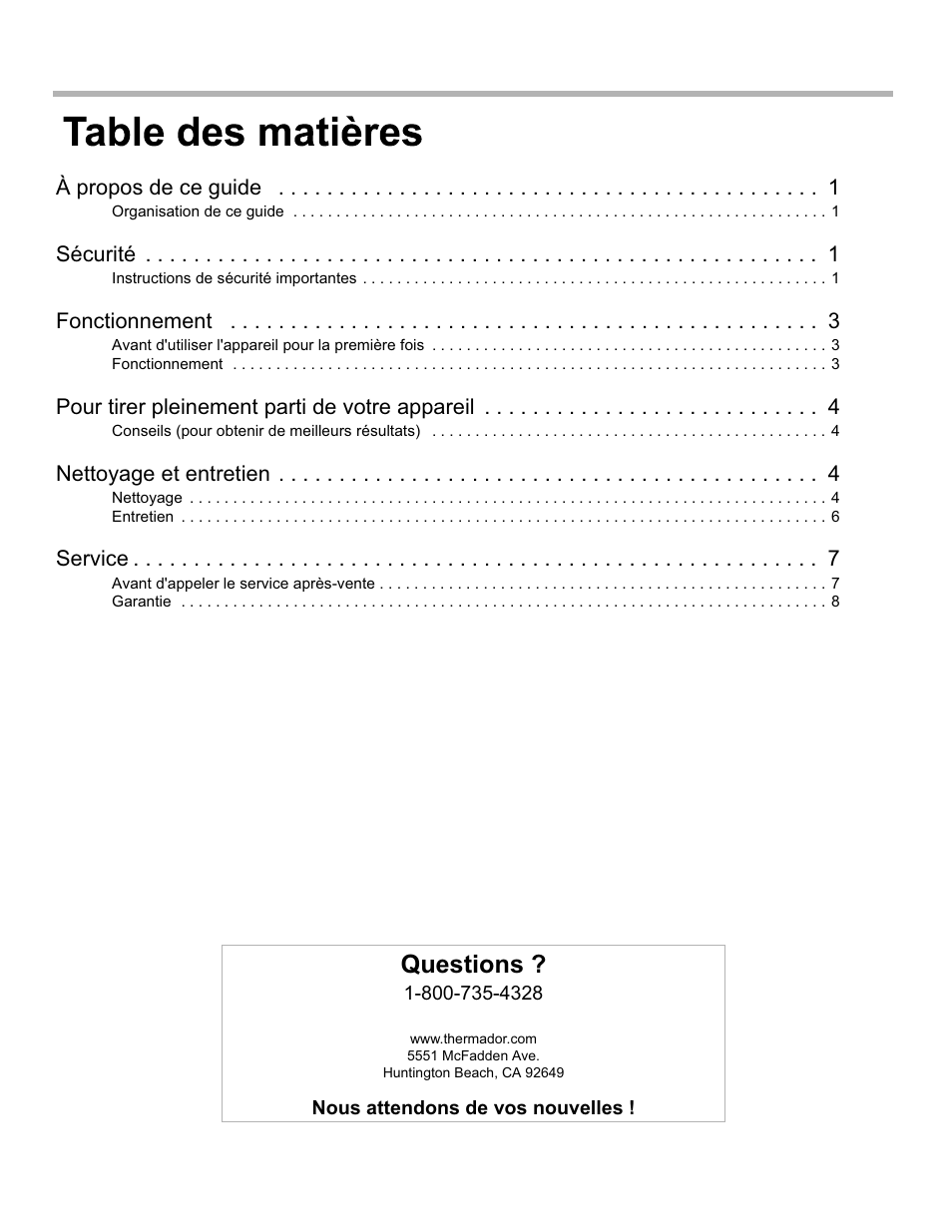 Questions | Thermador VCI2 User Manual | Page 12 / 36