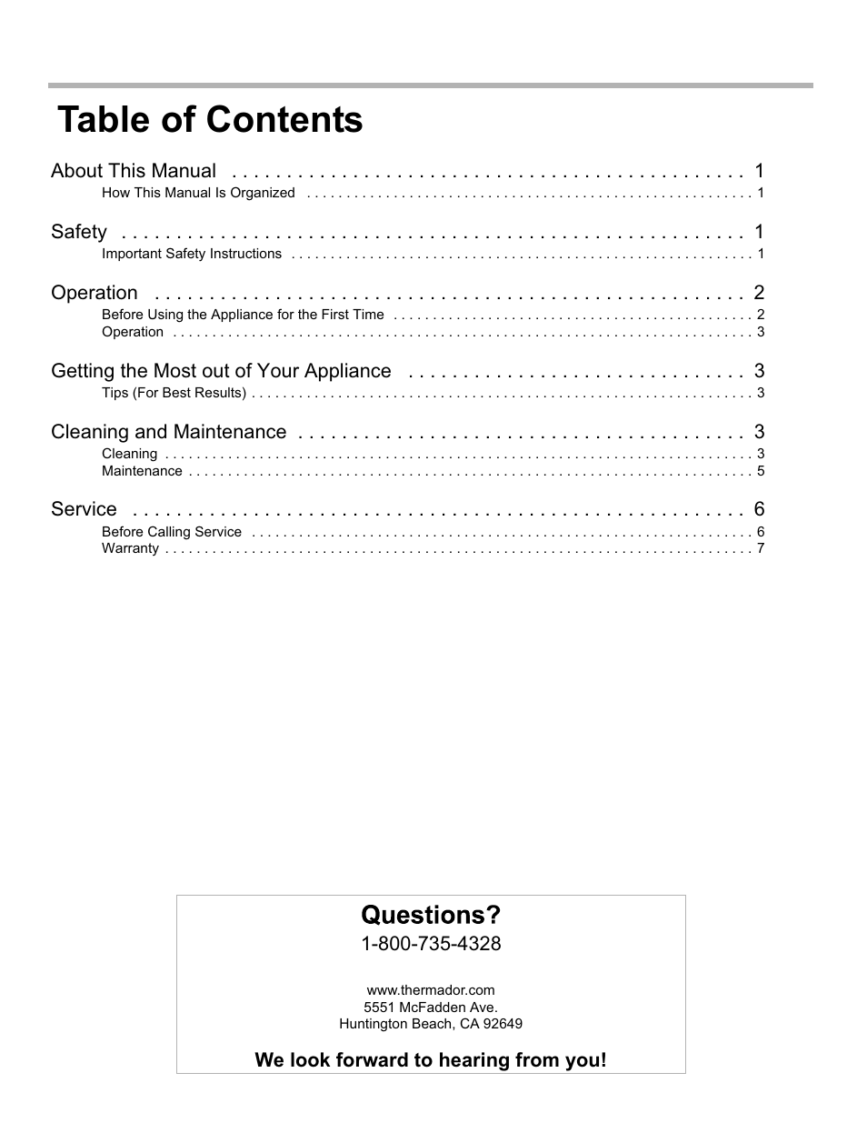 Thermador VCI2 User Manual | Page 2 / 36