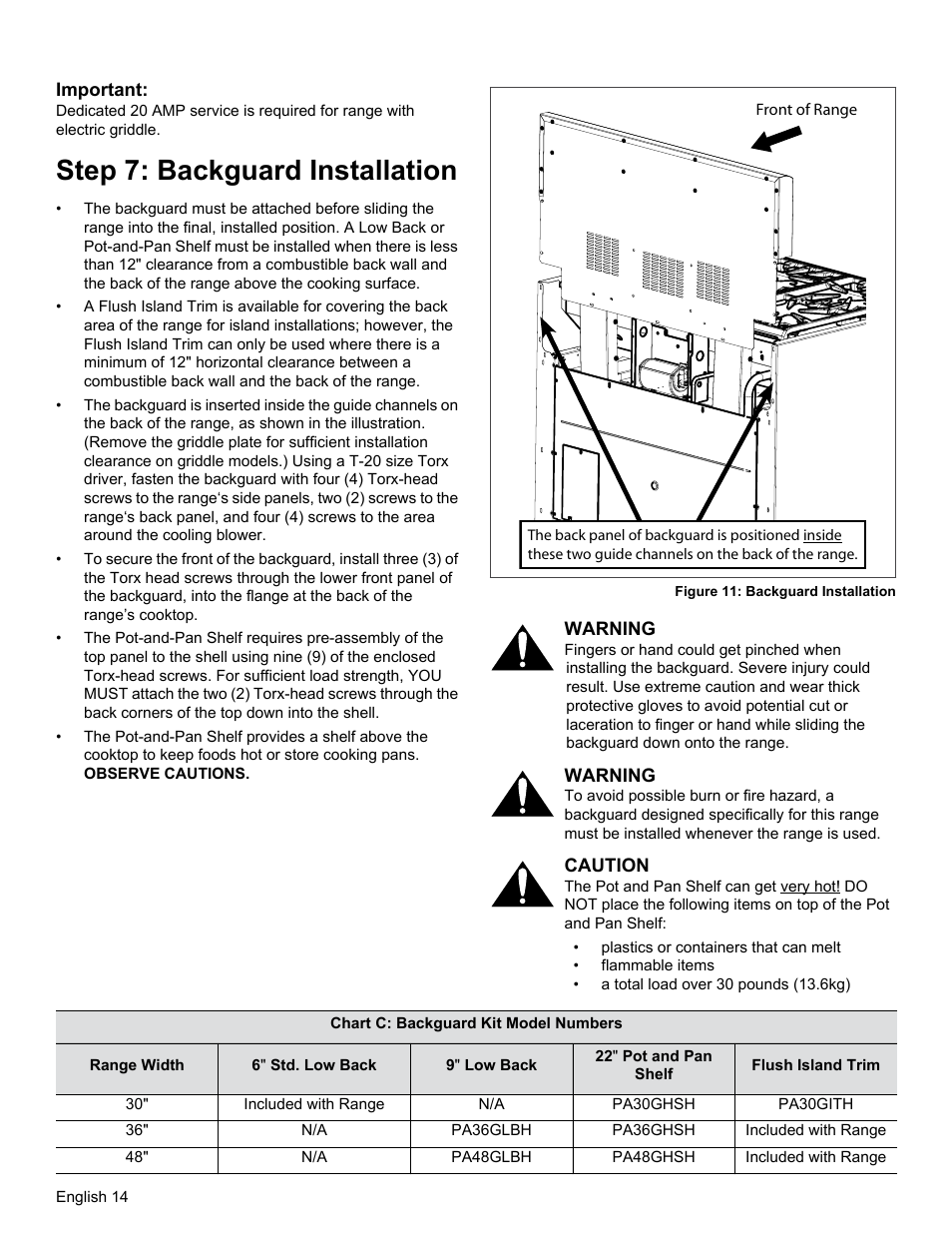 Step 7: backguard installation | Thermador PRG30 User Manual | Page 16 / 64