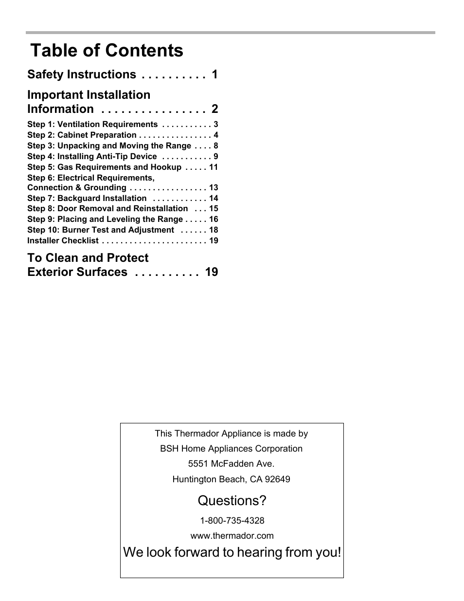 Thermador PRG30 User Manual | Page 2 / 64