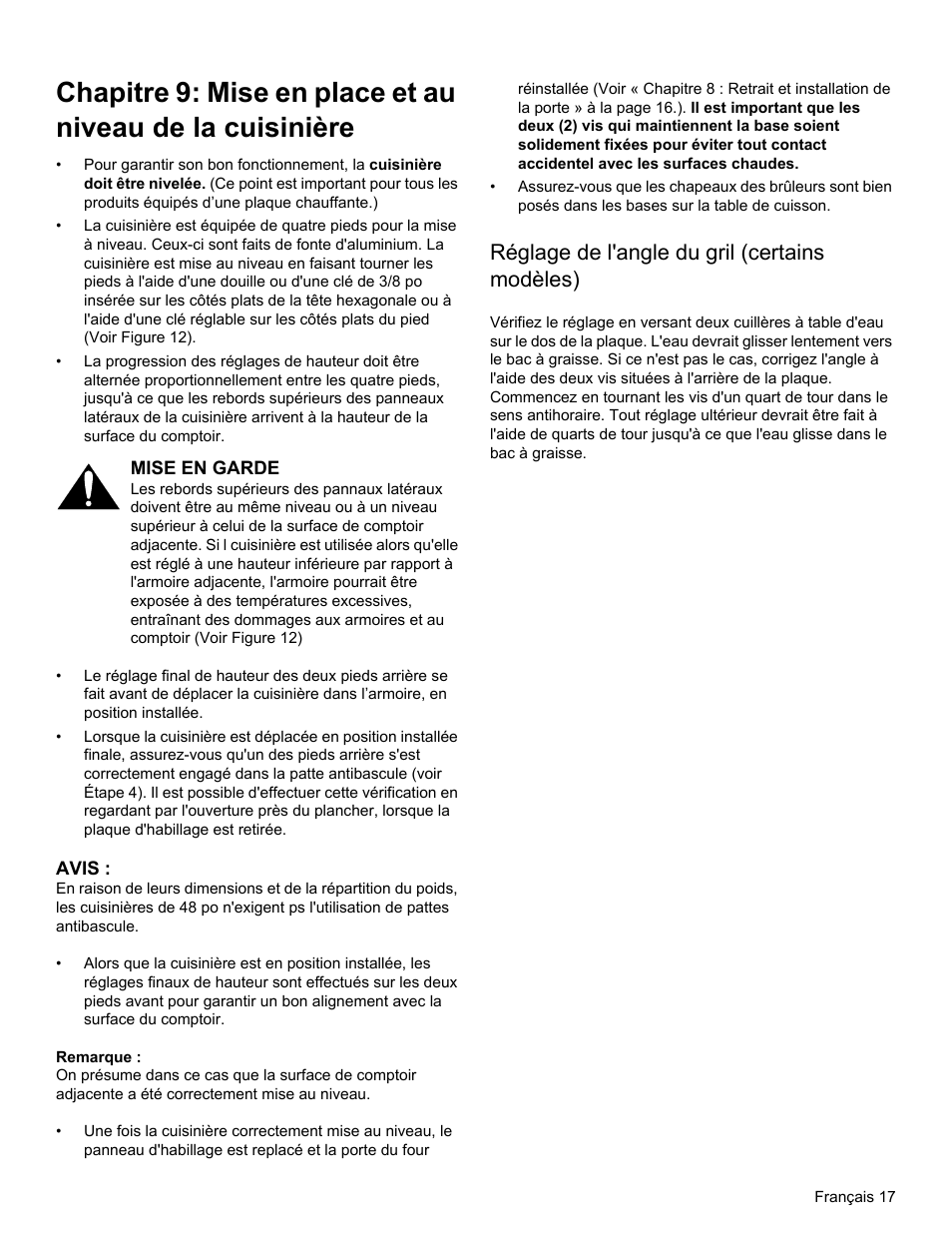 Réglage de l'angle du gril (certains modèles) | Thermador PRG30 User Manual | Page 39 / 64