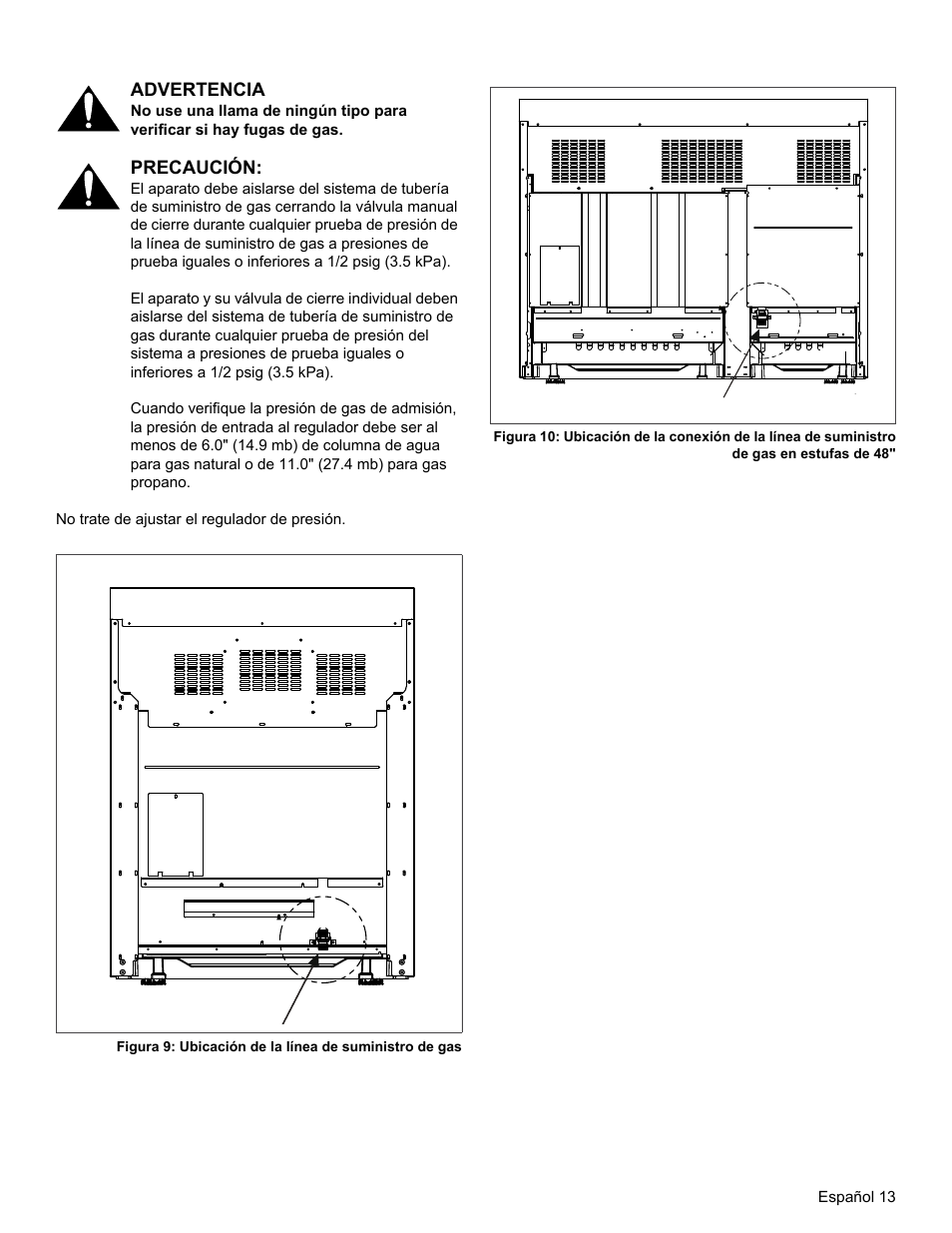 Advertencia, Precaución | Thermador PRG30 User Manual | Page 56 / 64