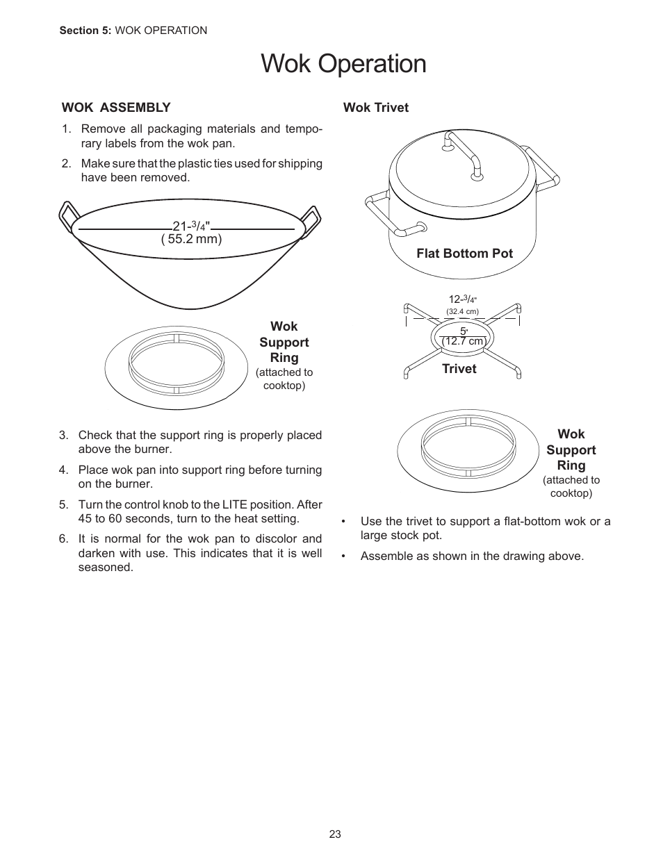 Wok operation | Thermador PC304 User Manual | Page 25 / 104