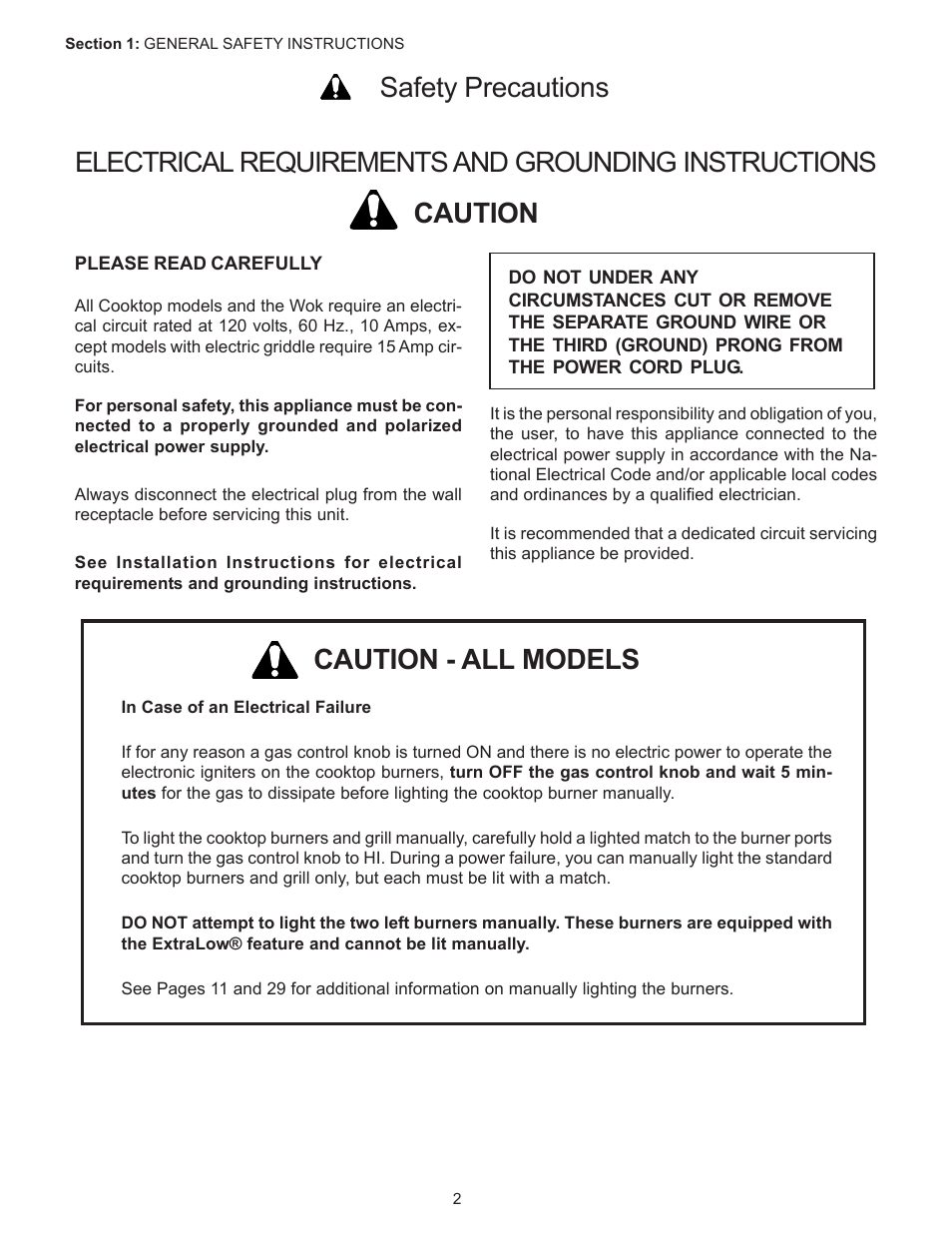 Caution safety precautions | Thermador PC304 User Manual | Page 4 / 104