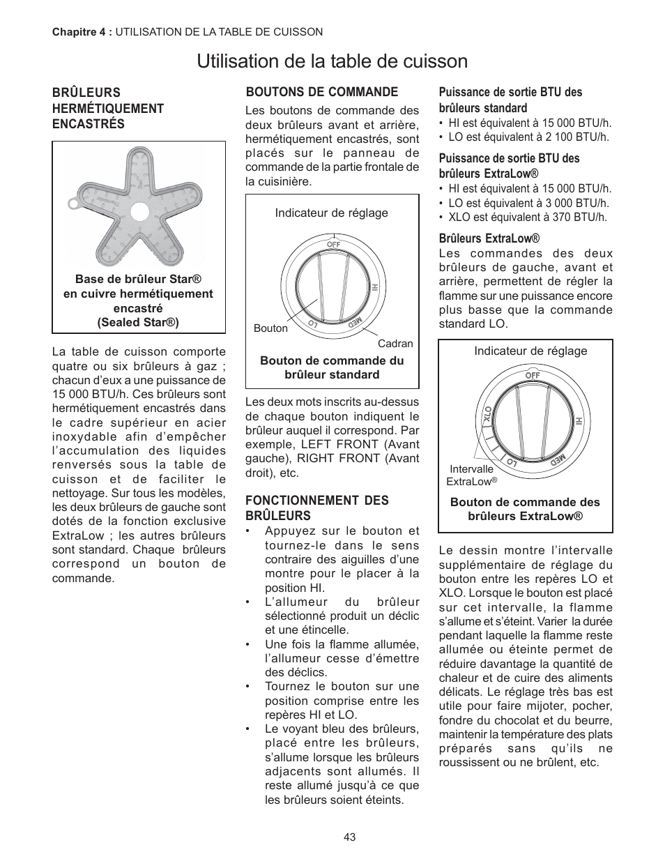 Utilisation de la table de cuisson | Thermador PC304 User Manual | Page 45 / 104