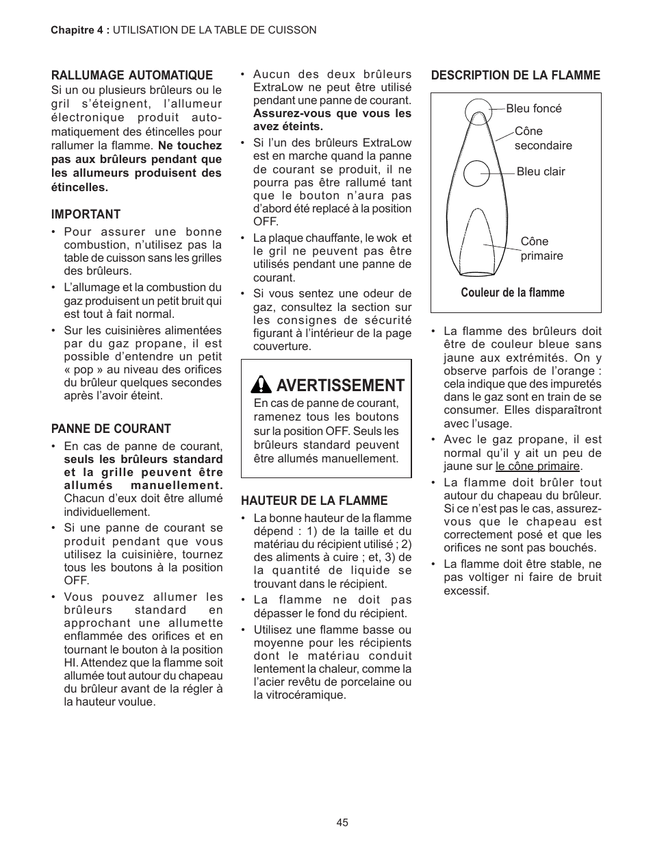 Avertissement | Thermador PC304 User Manual | Page 47 / 104