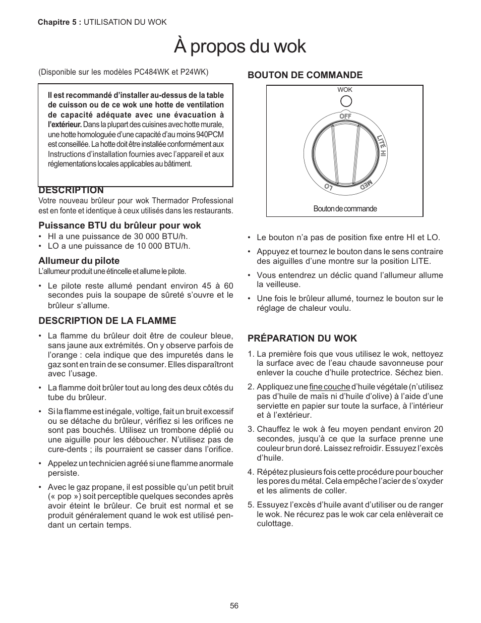 À propos du wok | Thermador PC304 User Manual | Page 58 / 104