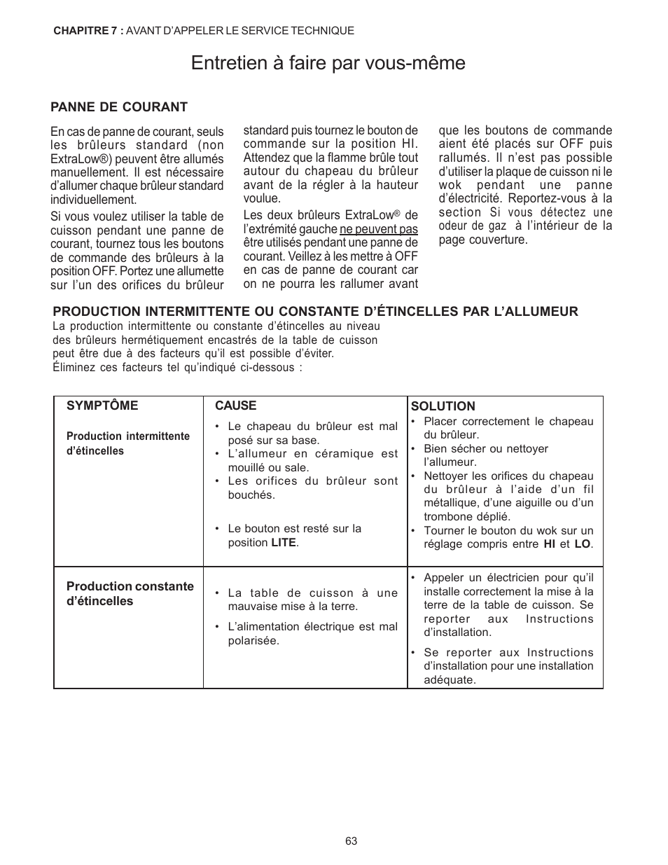 Entretien à faire par vous-même | Thermador PC304 User Manual | Page 65 / 104