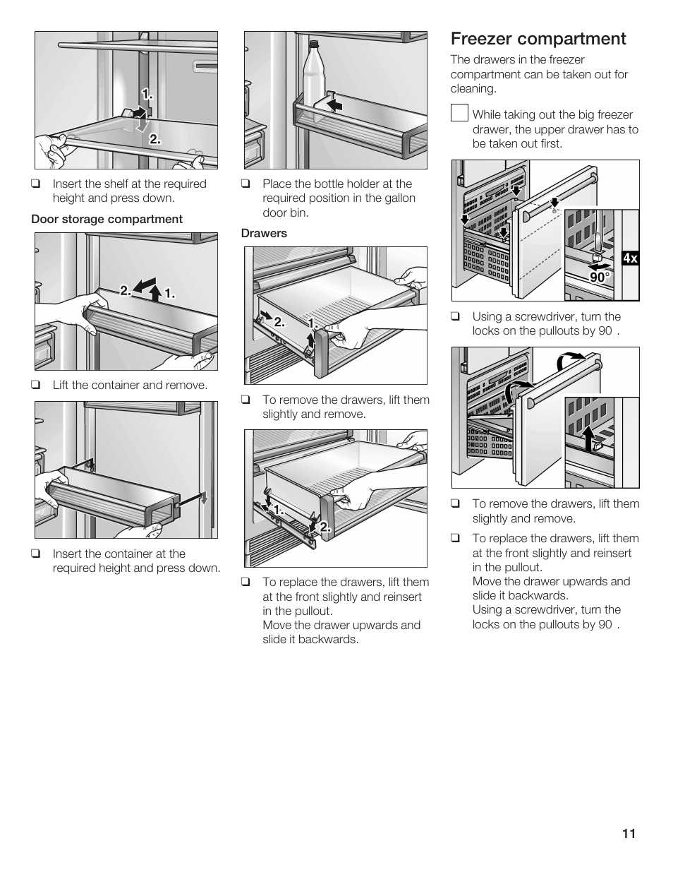 Freezer compartment | Thermador BOTTOM FREEZER 9000189698 User Manual | Page 11 / 88