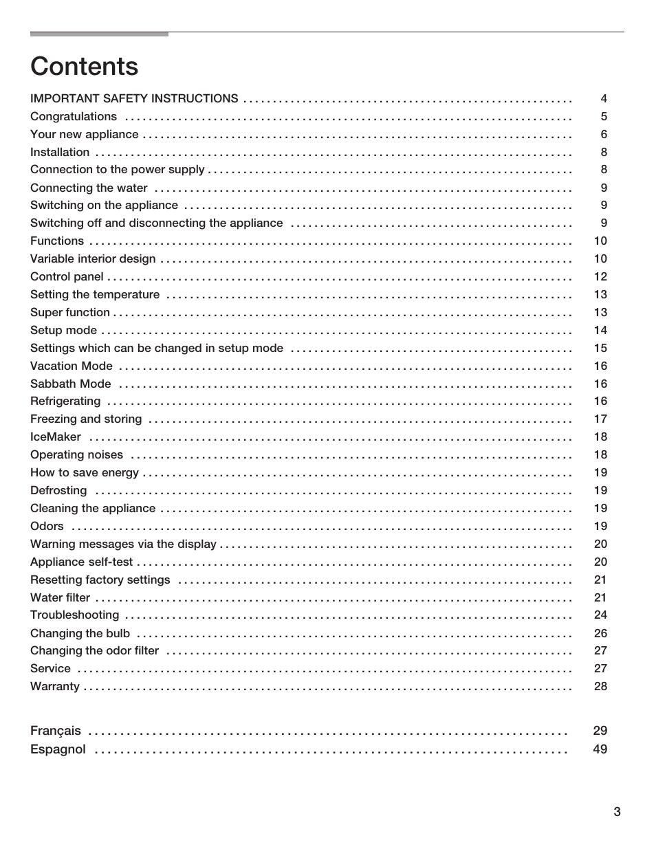 Thermador BOTTOM FREEZER 9000189698 User Manual | Page 3 / 88