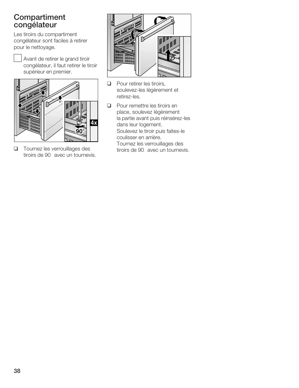 Compartiment congélateur | Thermador BOTTOM FREEZER 9000189698 User Manual | Page 38 / 88