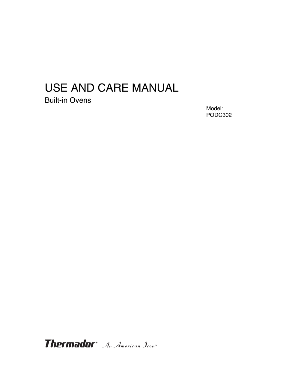 Thermador PODC302 User Manual | 48 pages