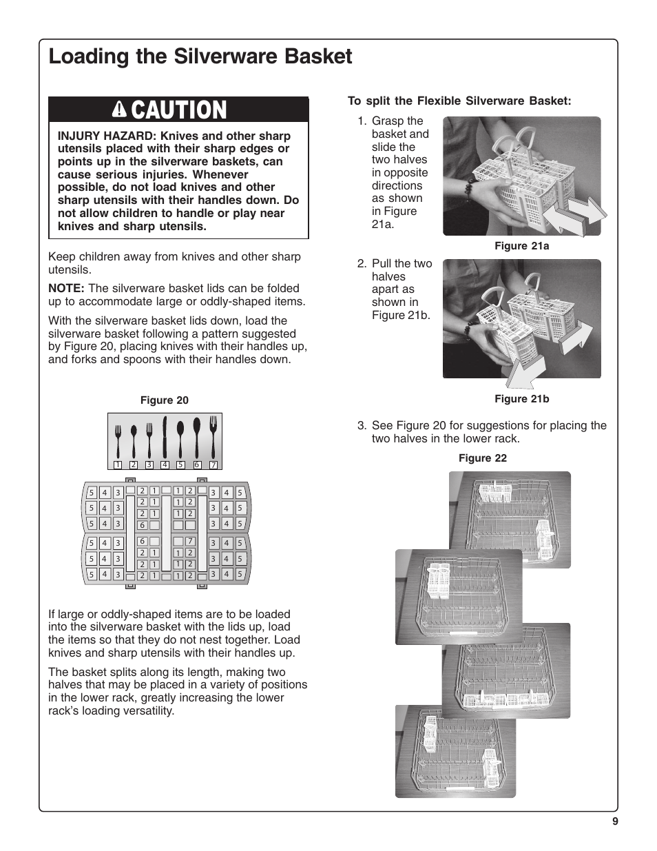 Caution, Loading the silverware basket | Thermador DWHD94BF User Manual | Page 11 / 28