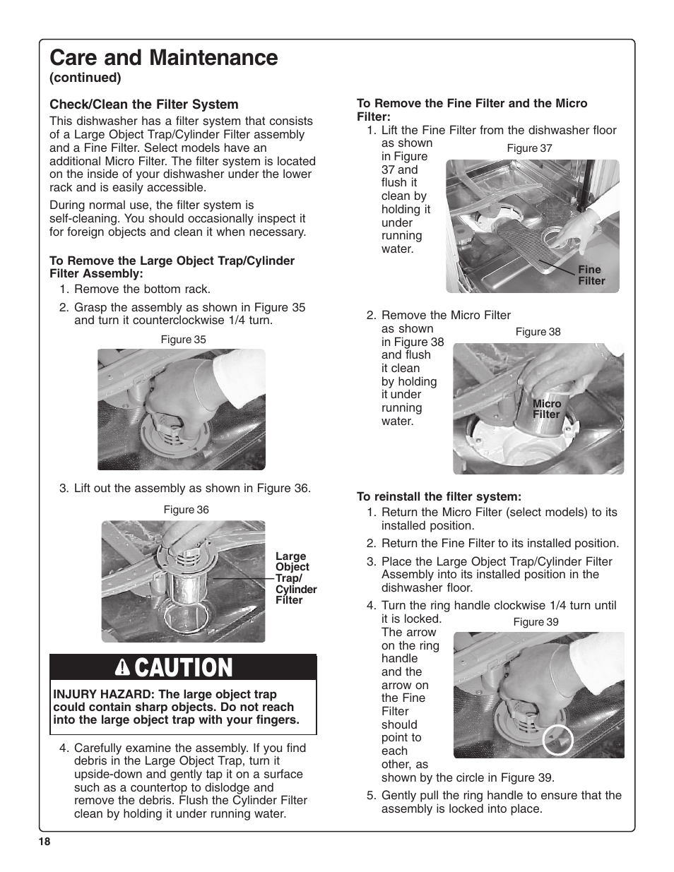 Caution, Care and maintenance | Thermador DWHD94BF User Manual | Page 20 / 28