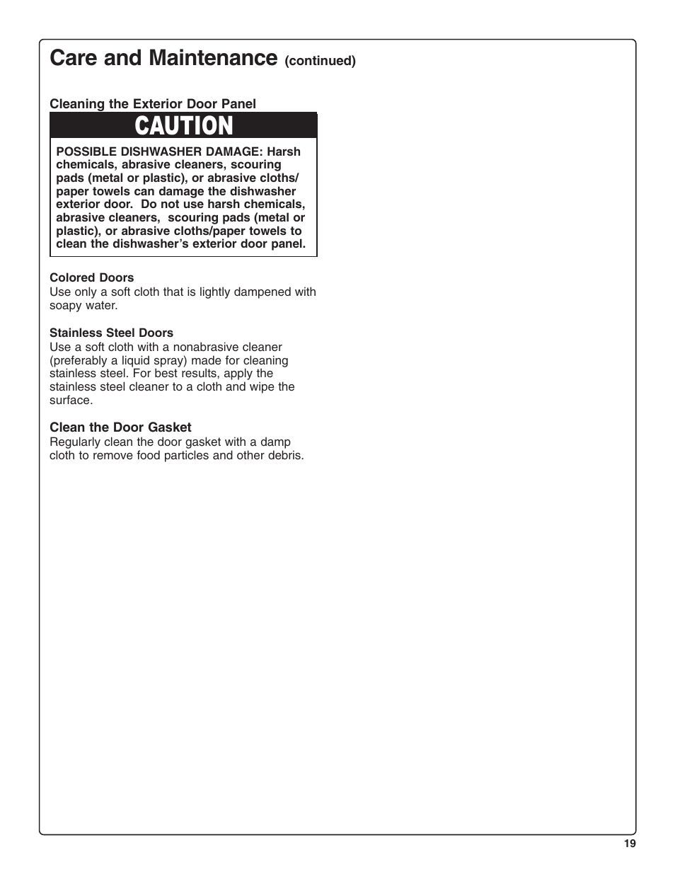 Caution, Care and maintenance | Thermador DWHD94BF User Manual | Page 21 / 28