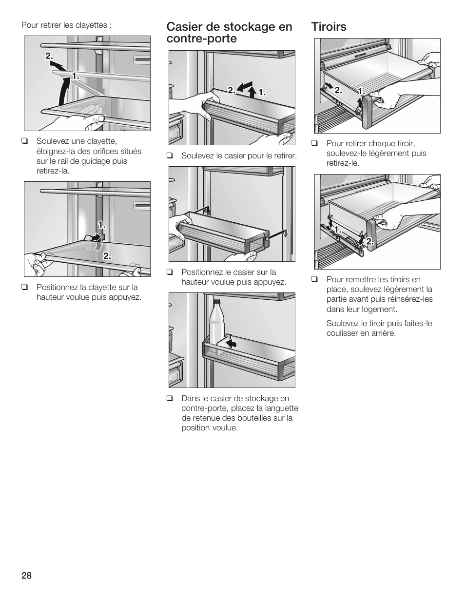 Casier de stockage en contrećporte, Tiroirs | Thermador T24IR User Manual | Page 28 / 64