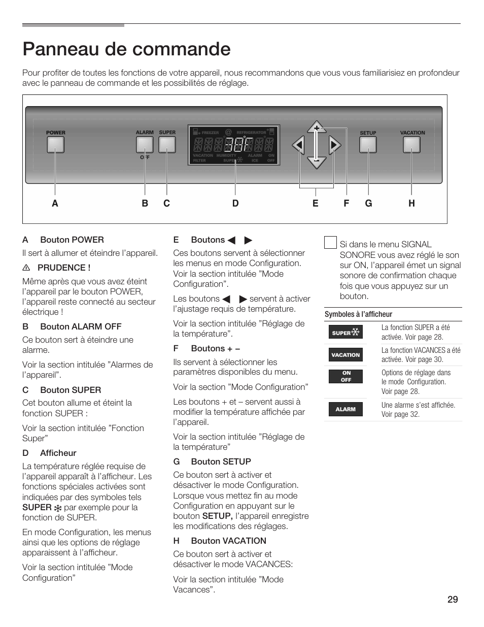 Panneau de commande | Thermador T24IR User Manual | Page 29 / 64