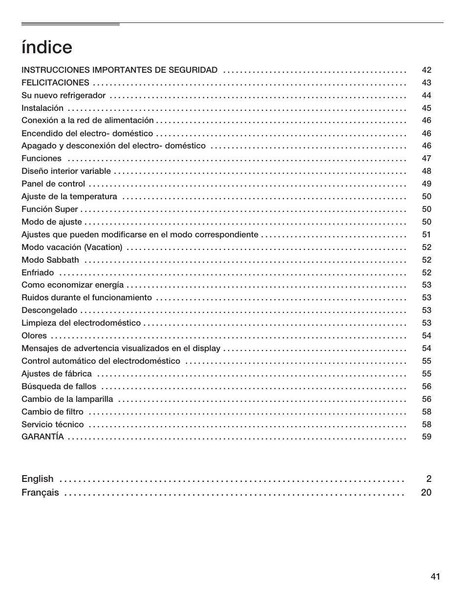 Índice | Thermador T24IR User Manual | Page 41 / 64