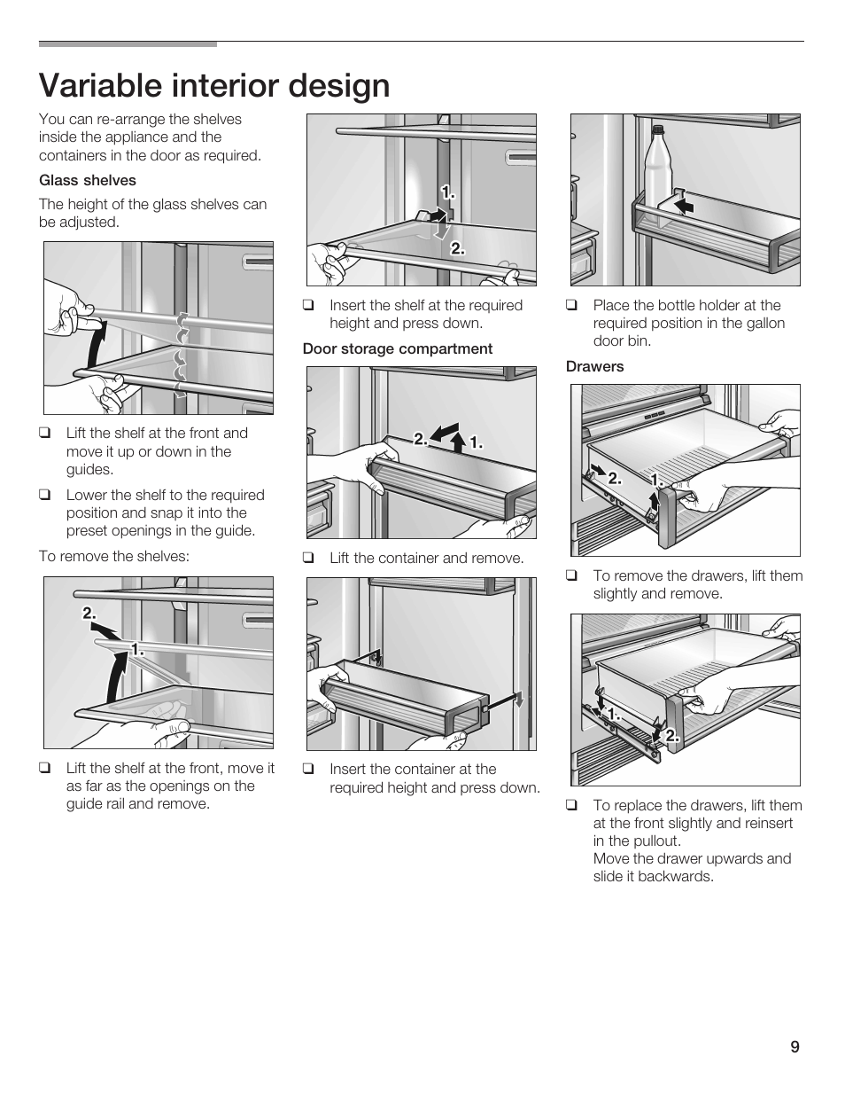 Variable interior design | Thermador T24IR User Manual | Page 9 / 64