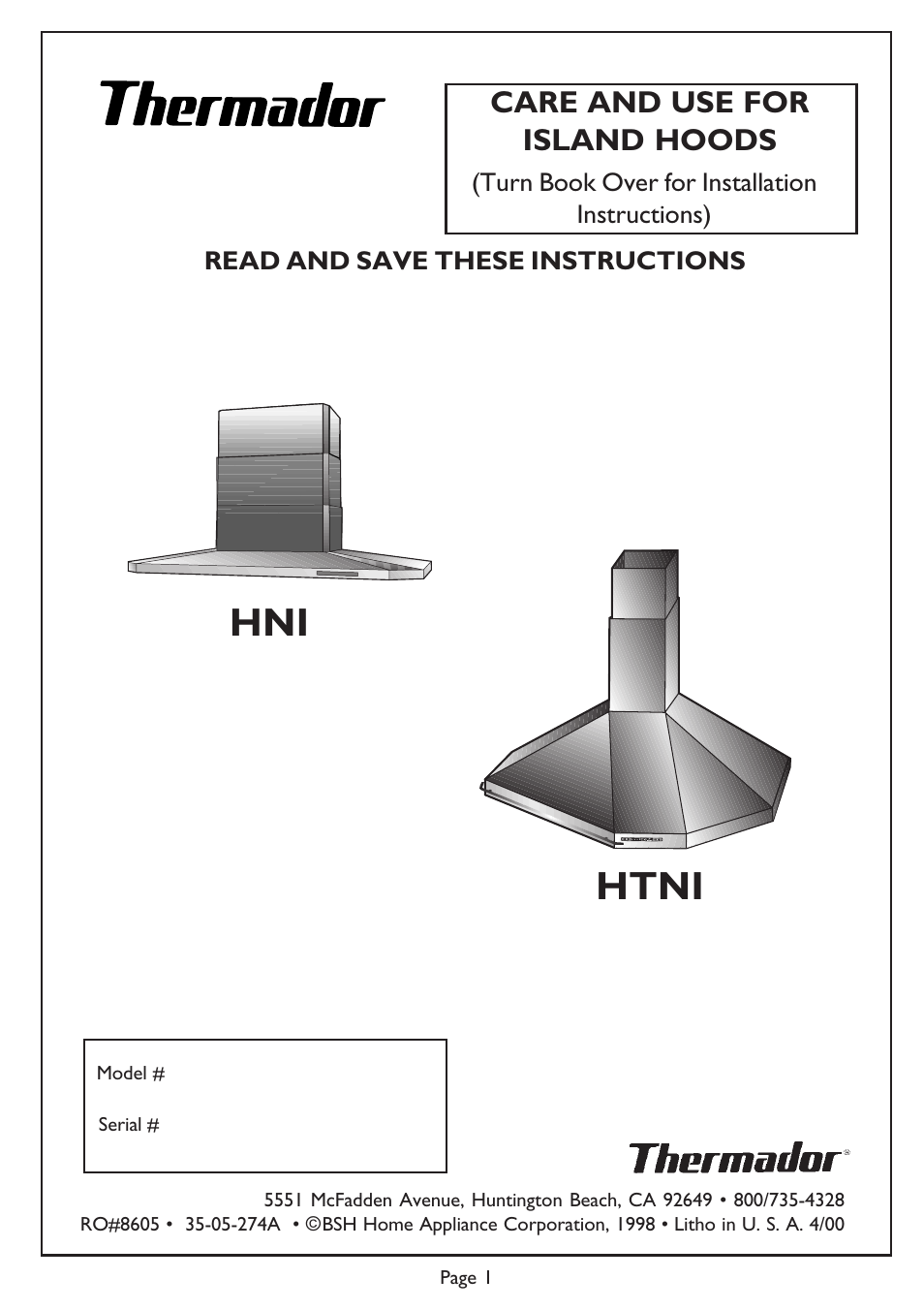 Thermador Thermador User Manual | 8 pages