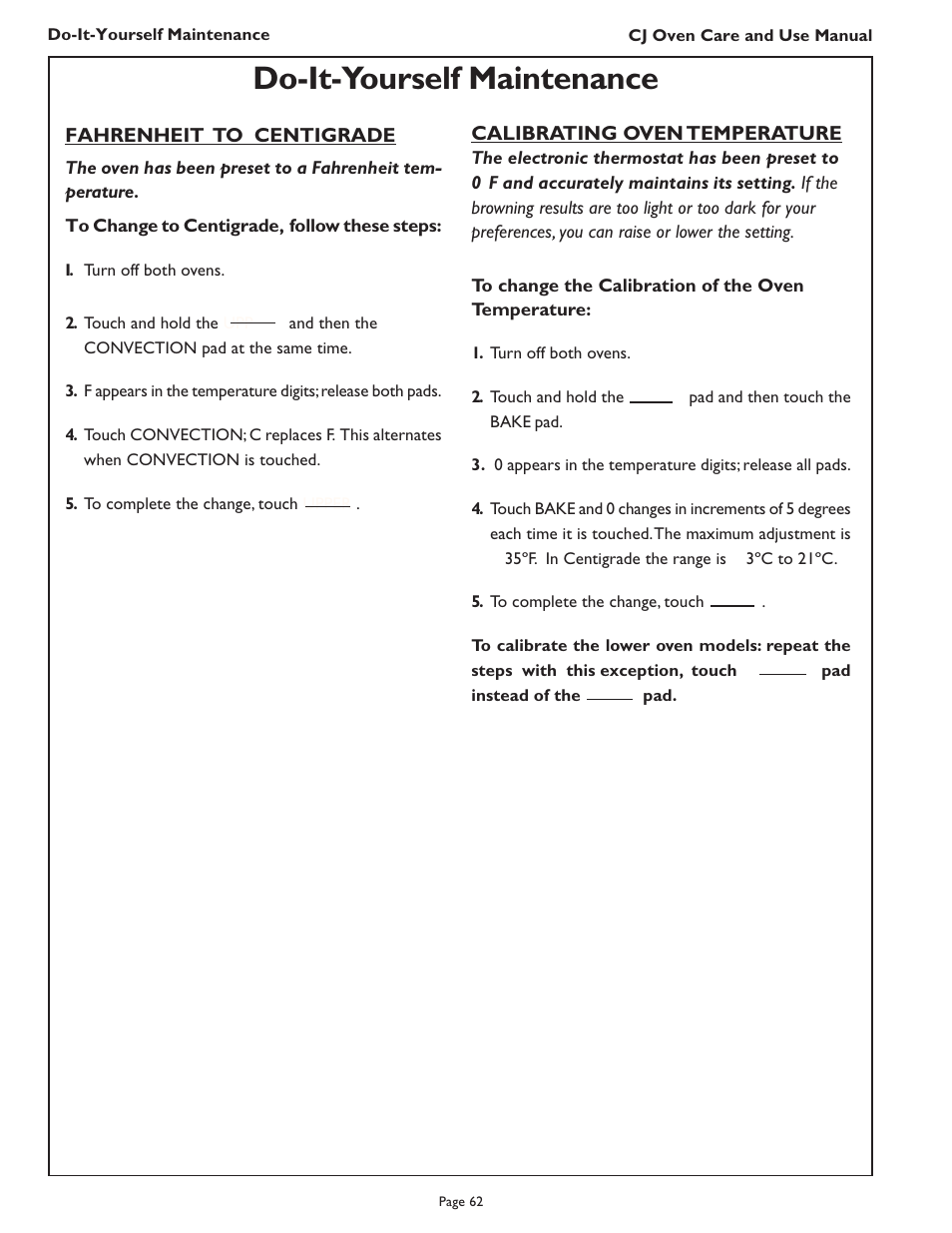 Do-it-yourself maintenance | Thermador CJ302 User Manual | Page 64 / 68