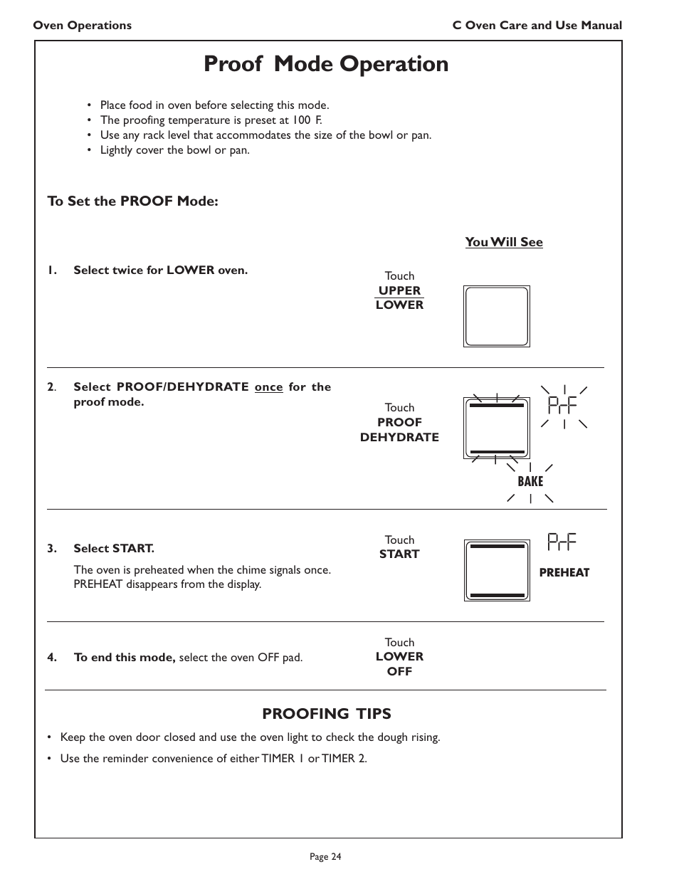 Proof mode operation | Thermador C272  EN User Manual | Page 26 / 40