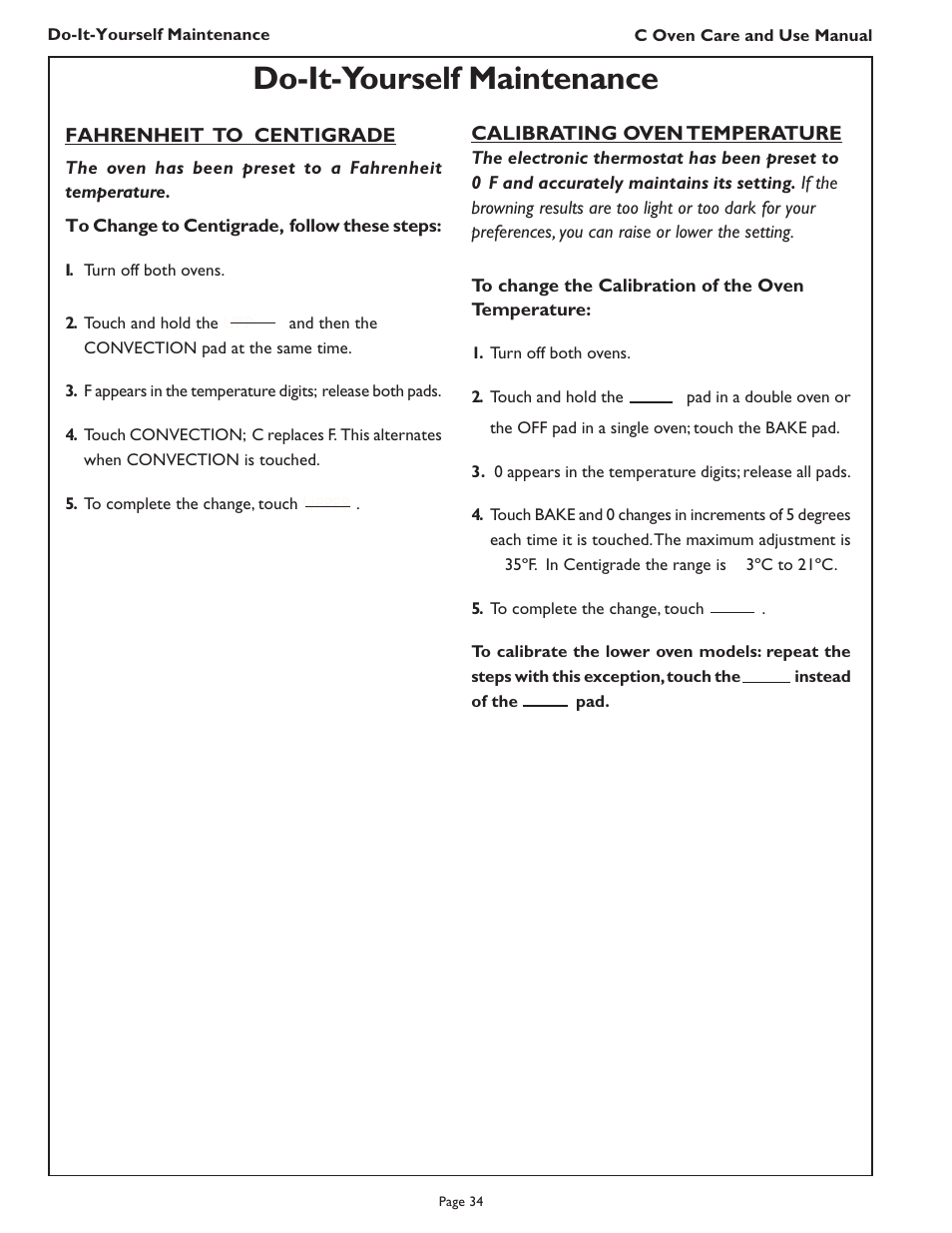 Do-it-yourself maintenance | Thermador C272  EN User Manual | Page 36 / 40