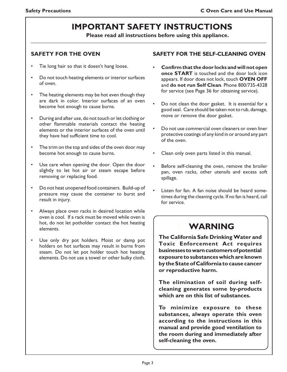 Important safety instructions, Warning | Thermador C272  EN User Manual | Page 5 / 40