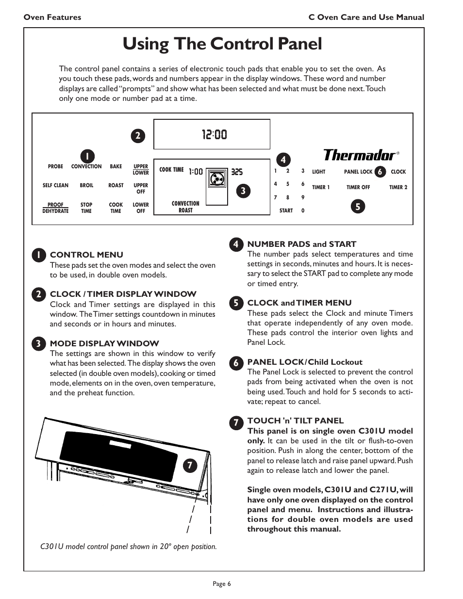 Using the control panel | Thermador C272  EN User Manual | Page 8 / 40