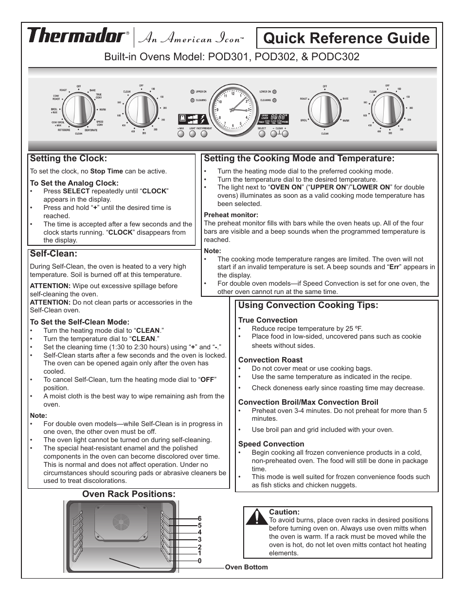 Thermador PODC301 User Manual | 2 pages