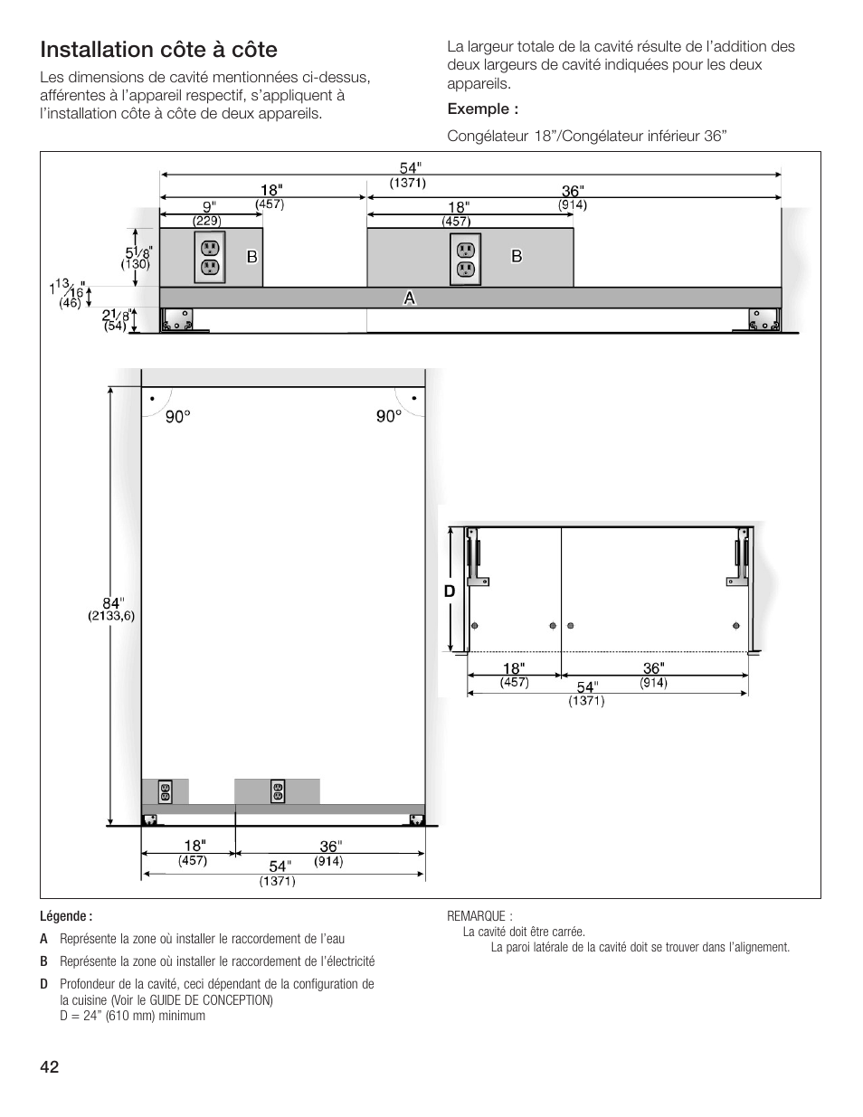 Installation côte à côte | Thermador T36IB70NSP User Manual | Page 42 / 104