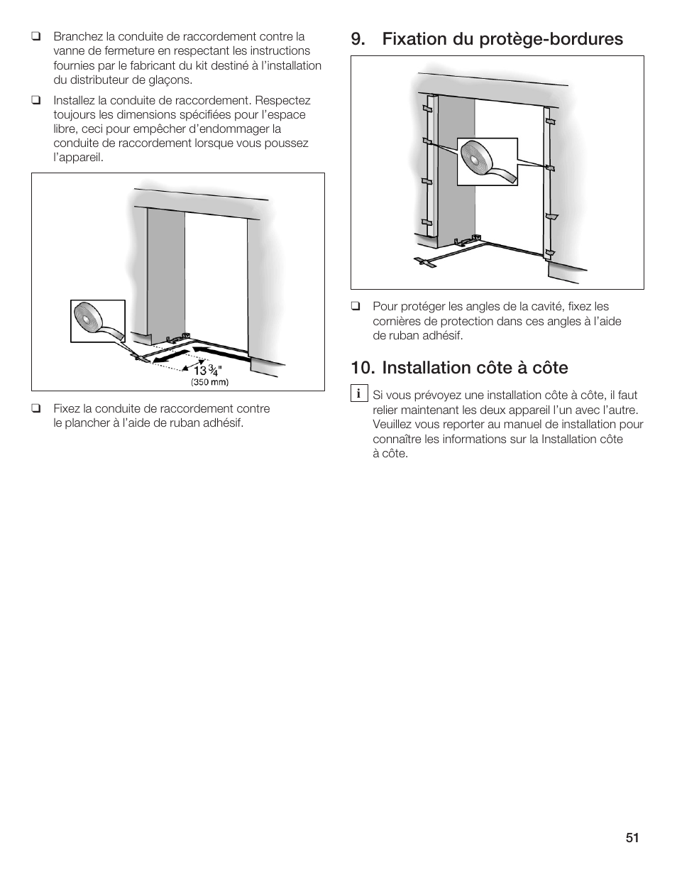 Fixation du protègećbordures, Installation côte à côte | Thermador T36IB70NSP User Manual | Page 51 / 104